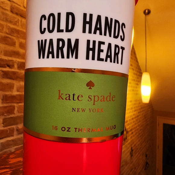 Kate Spade New York Cold Hands Warm Heart Thermal Mug 16oz Red Pink - Brand New! - Picture 4 of 7